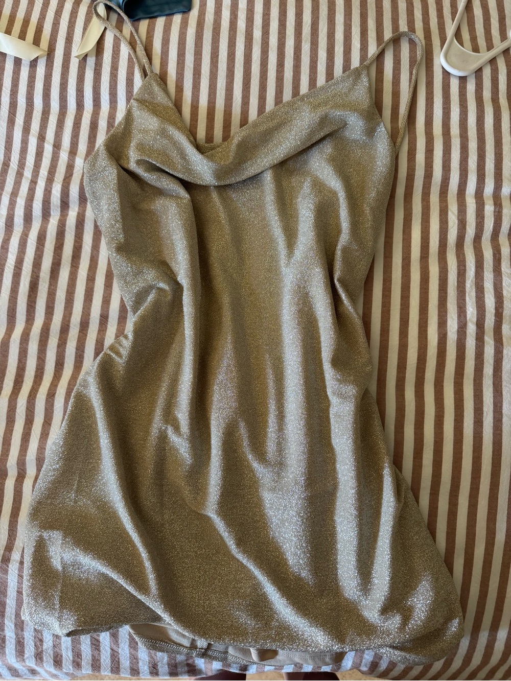 Princess Polly Metallic Champagne Cowl Slip Dress